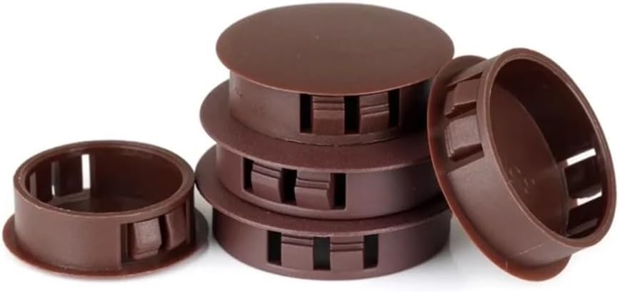 RWRAPS 10-20Pcs Snap-on Hole Plug 22-50mm Round Plastic Blanking End Caps Tube Pipe Inserts Hardware Nut(Coffee,38mm(20pcs))