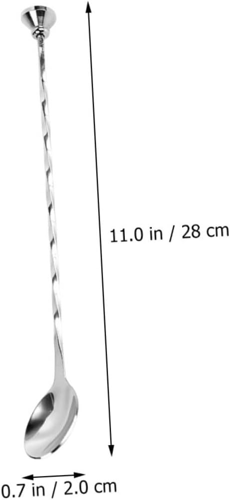 OUNONA Multi Function Stainless Steel Cocktail Spoon Long Handle Drink Stirrer Mixing Spoon for Coffee Dessert and Cocktails Bar Use with Polished Smooth Surface and Comfortable Grip