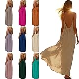 Ladies Dresses,Summer Dresses for Women UK 2026 Causal O-Neck Button Sleeveless Floral Fashion Elegant Beach Boho Dress Ladies Maxi Holiday Party Dresses Plus Size Clothing,Backless cami Dress