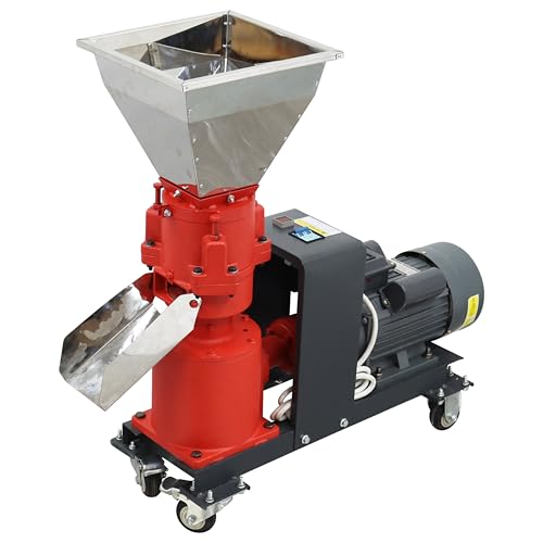 EQCOTWEA 8MM Poultry Feed Pellet Mill Machine Feed Granulator for Livestock Farm 3 Head Pressure Rollers 120-150KG/H 220V 3500W