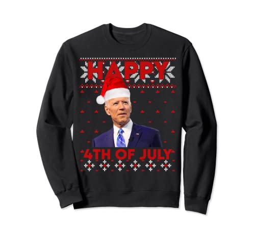 Happy 4th Of July Santa Hat Joe Biden Pull de Noël laid Sweatshirt