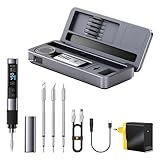 Fer à souder HS02A amélioré : le HS02A dispose d'une meilleure prise en main, d'une pointe plus courte, d'un écran plus grand de 0,96 pouce, d'un boîtier métallique CNC amélioré et d'une vitesse de chauffage plus élevée. Il convient à la réparation de composants électroniques, à la réparation de bijoux, à la soudure de circuits imprimés et à la microsoudure.