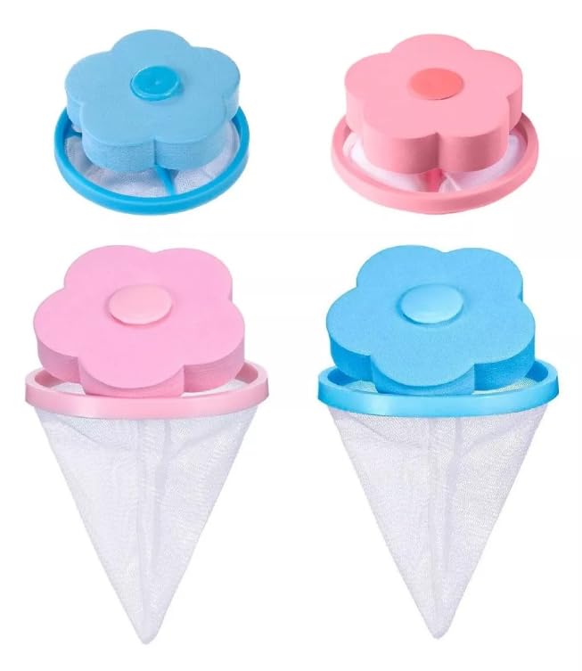 Filtro Coletor Pega Pelos Fiapo Papa Bolinha Lavadora Kit com 4 Lavanderia
