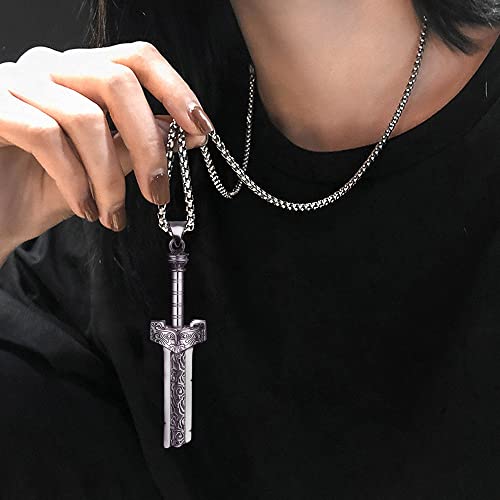 ZiWuark Broken Sword Pendant Necklace Viking Jewelry for Men Silver Dragon by ZiWuark - Used condition - Image 4