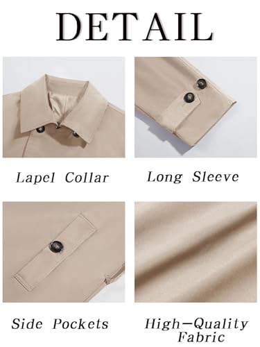 Image of Runcati Mens Double Breasted Trench Coat Notched Lapel Windbreaker Jackets Causal Overcoat With Belt
