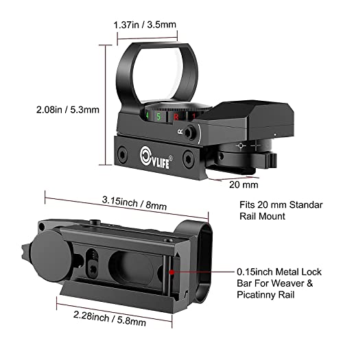 Cvlife 1X22X33 Red Green Dot Gun Sight Scope Reflex Sight With 20Mm Rail & Cvlife Rifle Sling Quick Adjust 2 Point Sling 1.25" Wide #TOP4