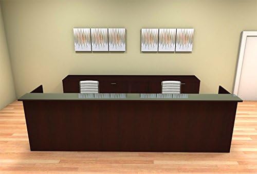 UTMOST FURNITURE 2pc 12' Feet Modern Glass Counter Reception Desk Set, CH-AMB-R13 (CABINETS NOT INCLUDED in the back)