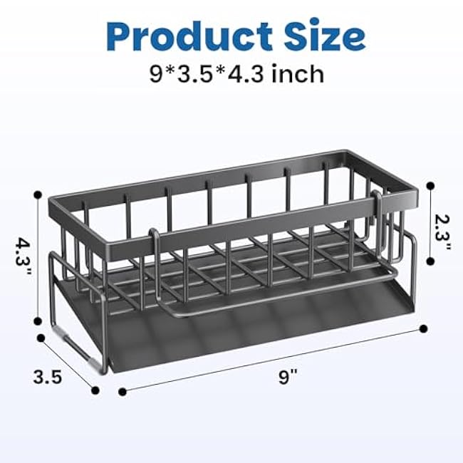 BREIS Kitchen Sink Caddy Organizer with Rag Holder,Self-Draining Sponge Holder for Countertop Soap Dispenser Organizers and Storage Essentials,Kitchen Decor and Accessories