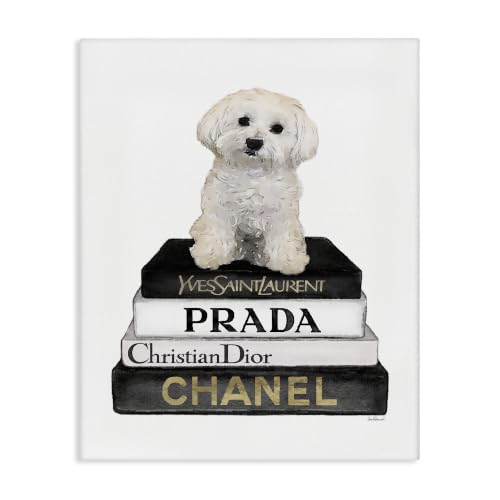 Stupell Industries 'Maltese Dog Glam Pet Fashion Bookstack'| Canvas Art
