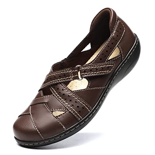 TERRIKAT Women's Casual Coffee Loafers Cute Slip On Comfort Walking Flats Leather Driving Moccasins Fashion Closed Toe Boat Shoes 8 M US 1308-Kf8