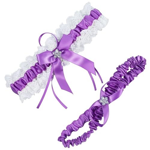 Image of wedding garter set women lace Bridal garter sets including keepsake garter and toss garter