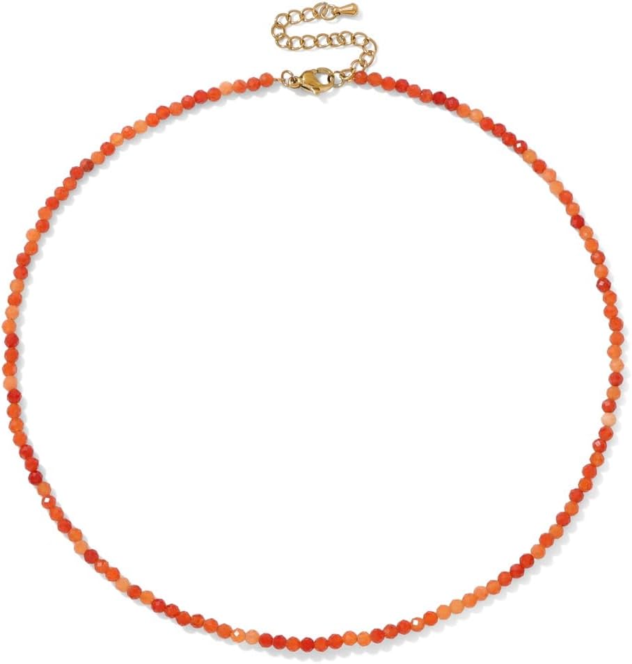 Crystal Choker Necklace for Women 3mm Handmade Natural Stone Beaded Necklace Healing Crystal Necklace Gemstone Necklace Crystal Bead Necklace for Women