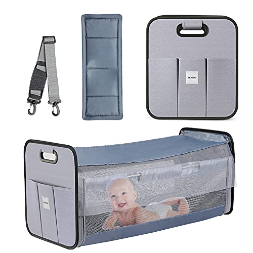 HEATOO Portable Baby Changing Pad, Baby Diaper Bag Tote with Adjustable Shoulder Strap, Travel Foldable Baby Bed Changing Pad, Nappy Changing Bag for Boy and Girl