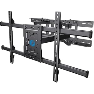Full Motion TV Wall Mount Articulating Arms Swivel Tilt Rotation for Most 37-84 Inch OLED, LCD, LED Flat Curved TVs, Extension to 24 inch Wood Stud up to 132lbs Max VESA 600x400mm by Pipishell