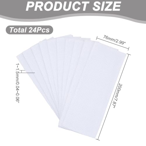 Image of arricraft 24 Pcs Blank Cross Stitch Bookmark, 14 Count Cloth Book Marker Cross Stitch with Embroidery Edge Rectangle Embroidery DIY Bookmark for Crosstitch Project 2.99x7.87inch(7.6x20cm)