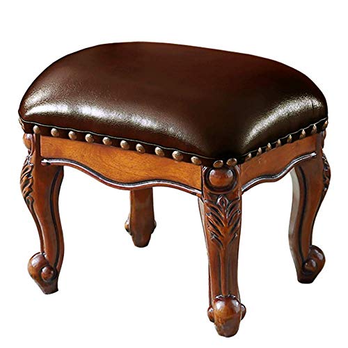 WZDD Foot Rest Stool Leather, Ottoman Foot Stool with Legs, Low Pouffe Sofa Stool, Portable Footstool Pouf - for Home Living Room Bedroom Kids Room