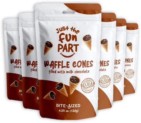Just The Fun Part Waffle Cones, Milk Chocolate (Pack of 6)