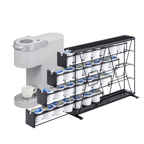FlagShip K Cup Holder for Keurig Pods Coffee Pod Storage 4 Tier K Cup Drawer Organizer for Counter (28 Pods Capacity)