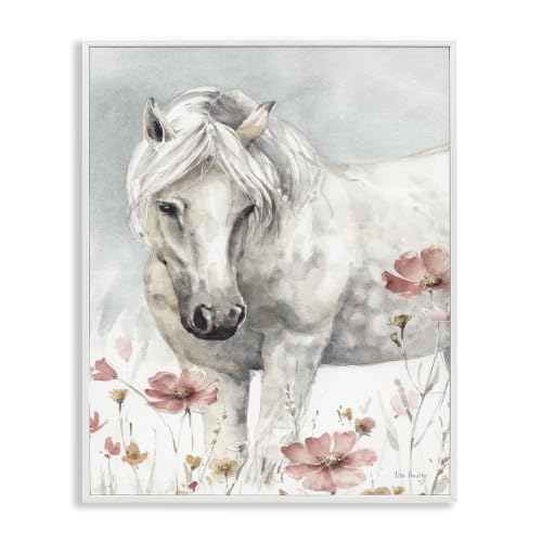 Horse with Pink Flowers, 16 x 20 Inch Framed Giclée Print