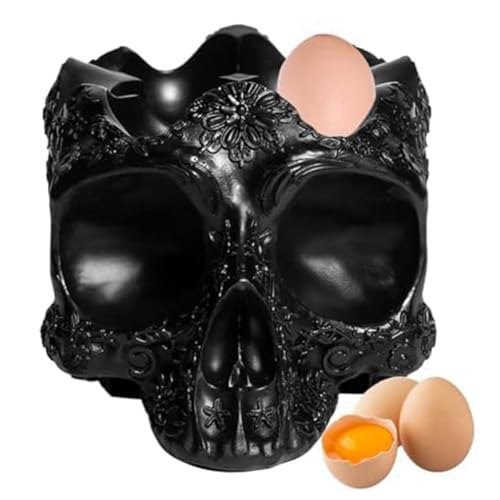 Porte-œufs crâne en résine pour une déco de table d'Halloween