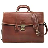Floto Full Grain Leather Milano Briefcase Attache Laptop Case (Vecchio Brown)