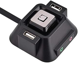 Lazmin Desktop PC Switch,Desktop PC case Switch Dual USB Ports Power Supply Supplies on/Off Reset Push Button Audio Microphone Port, Desktop PC Button