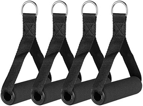 Garneck 4pcs Resistance Band with Handles Plastic D Ring Exercise Strap Foam Handle Band Fitness Equipment for Home Gym Overhead Strength Training Stretching Black