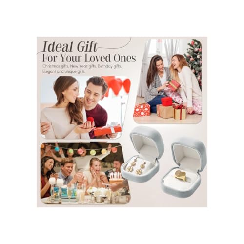 Premium Velvet Ring Box Jewelry Gift Box Small Rings Holder for Birthday, Proposal, Engagement,Wedding, Valentine's Day (Grey)