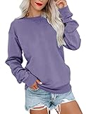 Orchidays Womens Casual Crewneck Sweatshirts Long Sleeve Cute Tunic Tops Loose Fitting Pullovers (A-Purple, XX-Large)