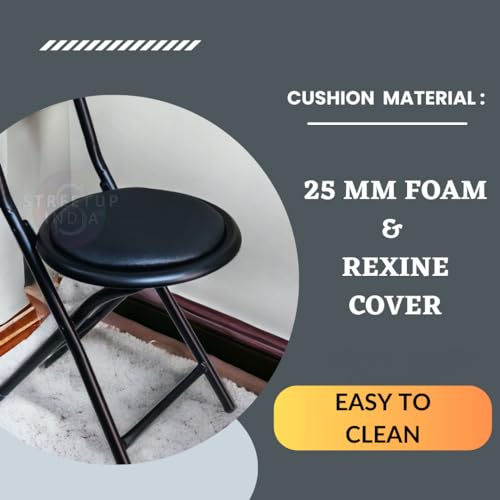 Image of Streetup India 18 Inch Folding Stool Chair Black - Metal