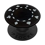 Black Poker Chip Gambling Card Games PopSockets PopGrip: Ausziehbarer Sockel und Griff für Handys/Tablets mit Tauschbarem Top