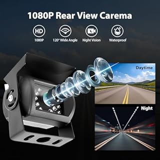 Kit Caméra de Recul et Moniteur LCD 7 Pouces écran, Vision Nocturne IR Caméra de Recul Filaire étanche avec 18LED, 12V-24V Caméra Filaire avec 15M Câble, pour Camping Car, Camions, Remorques, Bus