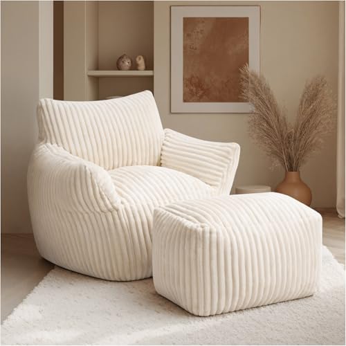 JULY'S SONGSitzsack Sessel mit Hocker，XXL Bean Bag Sofa，für Erwachsene oder Kinder，Equemer Sessel Lâ€¦ – Miniatur