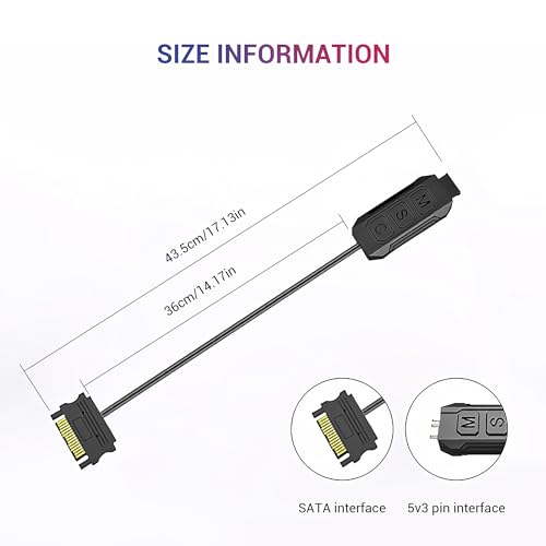 YIMATEECO ARGB Controller Built-in Light Mode 5V 3-Pin ARGB Controller Manually Addressable SATA Power Supply for Motherboards without 5V ARGB, DIY ARGB Fans, Light Strips, Lighting Board,Etc