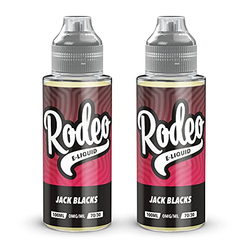 Rodeo Vape Liquid 2 x 100ml Jack Blacks Vape Juice E Liquid 70/30 Ecig Juice Cigarette Liquid Sub Ohm Juice Flavoured E Juice E Cigarette E-Liquid Nicotine Free Vape Short Fill
