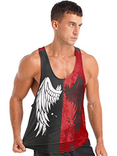 Jugaoge Men's Sleeveless Gym Muscle Shirts Workout Tank Tops Fitness Bodybuilding Tank Vest T-Shirt Activewear Red X-Large #TOP4