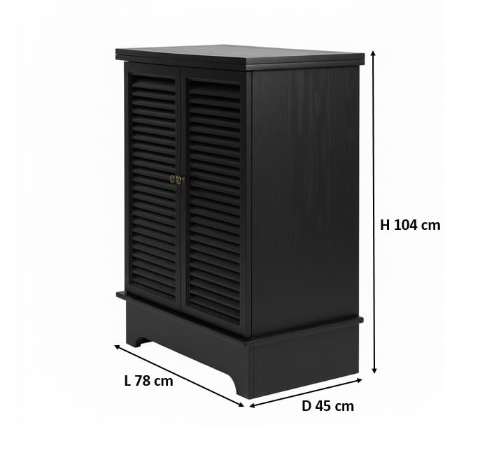 Image of APRODZ Mango Wood Downer Bar Cabinet with Wine Glass Storage for Living Room, Standard Black Finish