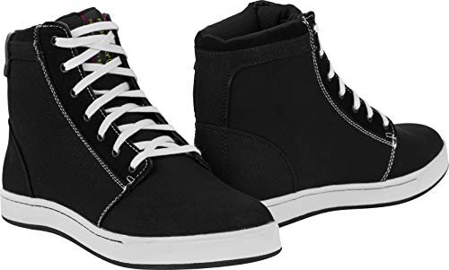 Highway 21 Axle Shoes, Motorcycle Cruising Footwear With Mesh Comfort Liner And Reinforced Toe And Heel Boxes Black/White #TOP1