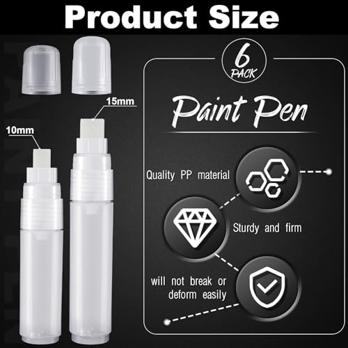 Epakh 6 Pack Refillable Paint Pens, Empty Touch Up Pens, 10 Mm, 15 Mm by Epakh - Used condition - Image 2