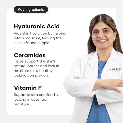 Image of Cureskin Ceramide Moisturiser SPF 40 PA+++ Skin Barrier Repair Face Moisturizer for Men and Women | Hyaluronic Acid Moisturizer for Face | Anti Aging Cream for Women and Men