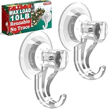 KORCCI Suction Cup Hooks for Shower-Max Load 10 LB, No Trace, Reusable & Removable, Small Clear Suction Hooks, for Tile, Glass, Window, Kitchen, Bathroom, Christmas Decor, Wreath, Lights, 2 Pack