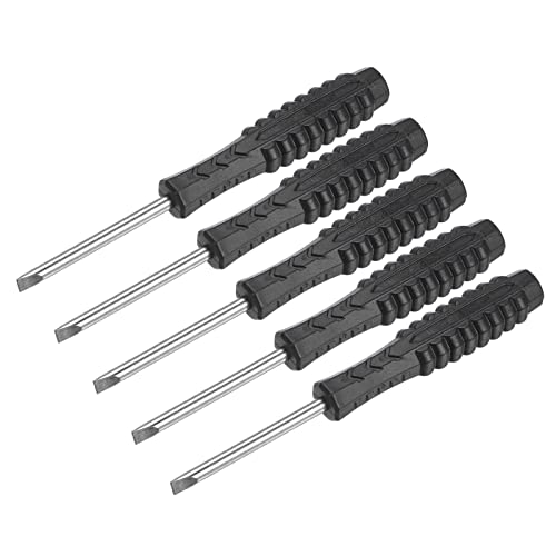 sourcing map Mini Slotted Screwdriver, 4.0mm Flat Head with Non-Slip Handle for Small Appliances, 5 Pcs
