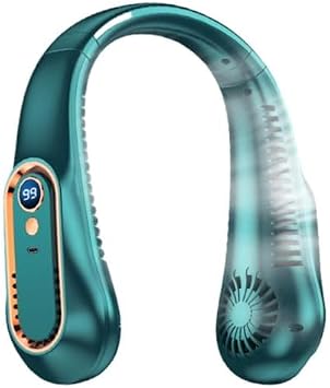 BreezeBliss Pro Neck Fan Your Personal AC on The Go, Portable Neck Fan 7000mAh, Bladeless 5-Speed Personal Cooler Green