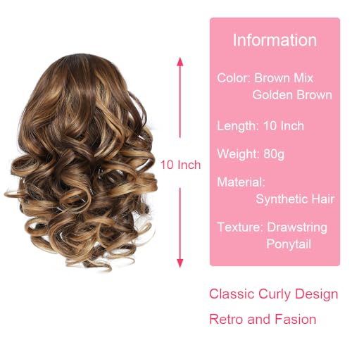 Bethany 10 Inch Drawstring Ponytail Extension,Short Loose Wavy Pony Tails Hair Extensions Synthetic Hair Pieces For Women Daily Use thumb #1