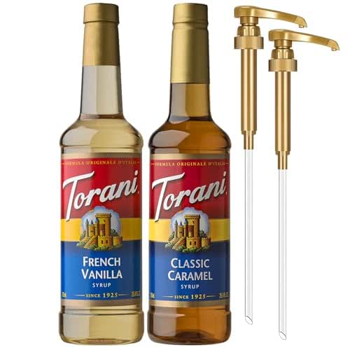 Torani Syrups, Classic Caramel and French Vanilla Syrup Variety 2-Pack,