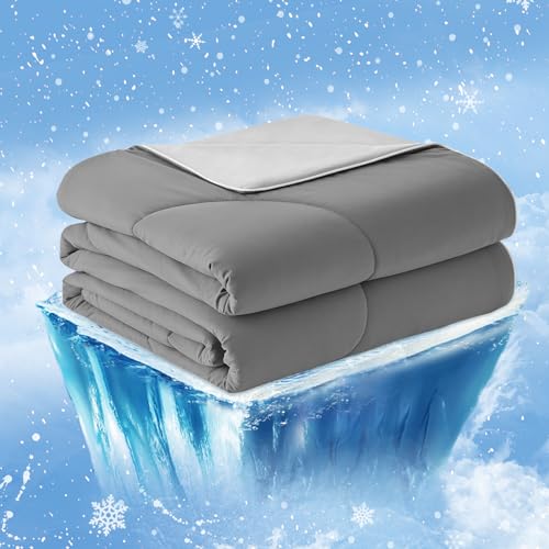Cozy Bliss Cooling Comforter Queen Size, Cooling Blankets for Hot Sleepers and Night Sweats, Dark Light Gray Summer Comforter for Queen Size Bed, Breathable Soft Lightweight Silk Smooth by Cozy Bliss - Used condition - US$61.74
