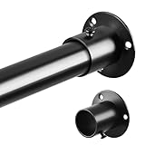 Extendable Wardrobe Rod, Black Stainless Steel Retractable Wardrobe Rail, 74-103cm Adjustable Clothes Rail for Wardrobe and Balcony (25MM) - Image 1