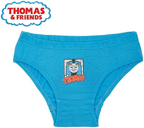 Thomas & Friends Boys Pants, Pack Of 5 Briefs 100% Cotton, 18 Months - 6 Years (Blue/Red, 3-4 Years)