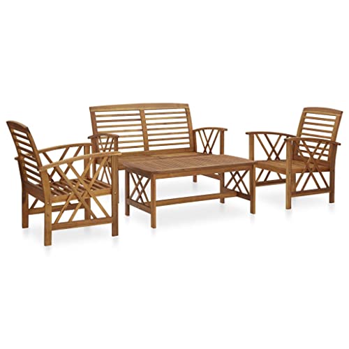 vidaXL Akazienholz Massiv Gartenmöbel 4-TLG. Lounge Bank Stuhl Tisch Gartenset Sitzmöbel Sitzgruppe Gartenbank Beistelltisch Gartengarnitur