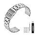 Produktbild Kai Tian Uhrenarmband 18mm Solid Double Locks Edelstahl Uhrenarmbänder, gebürstetes Finish Uhrenersatz-Metallarmband für Herren Damen Silber